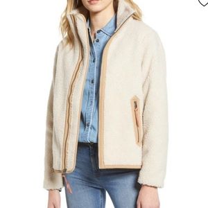 Patagonia Divided Sky High Pile Fleece Jacket In Natural W/ Bearfoot Tan